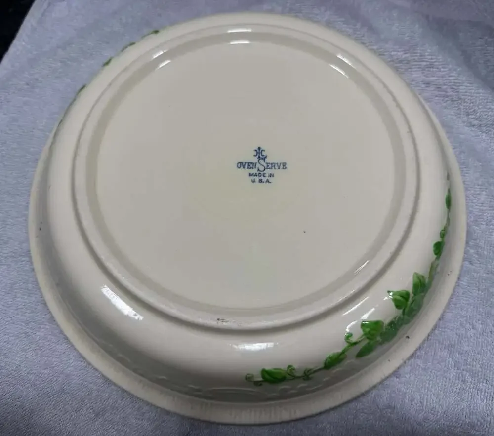 Homer Laughlin Oven Serve Green Floral Bakeware